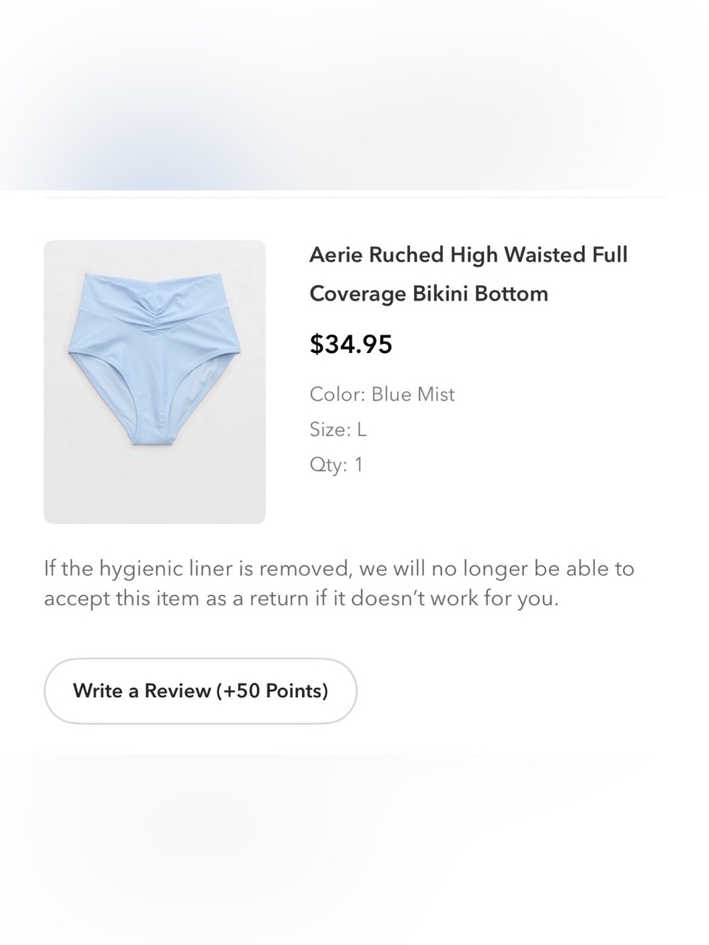 NWT aerie High-Waisted Ruched Bikini Bottoms - Blue Mist